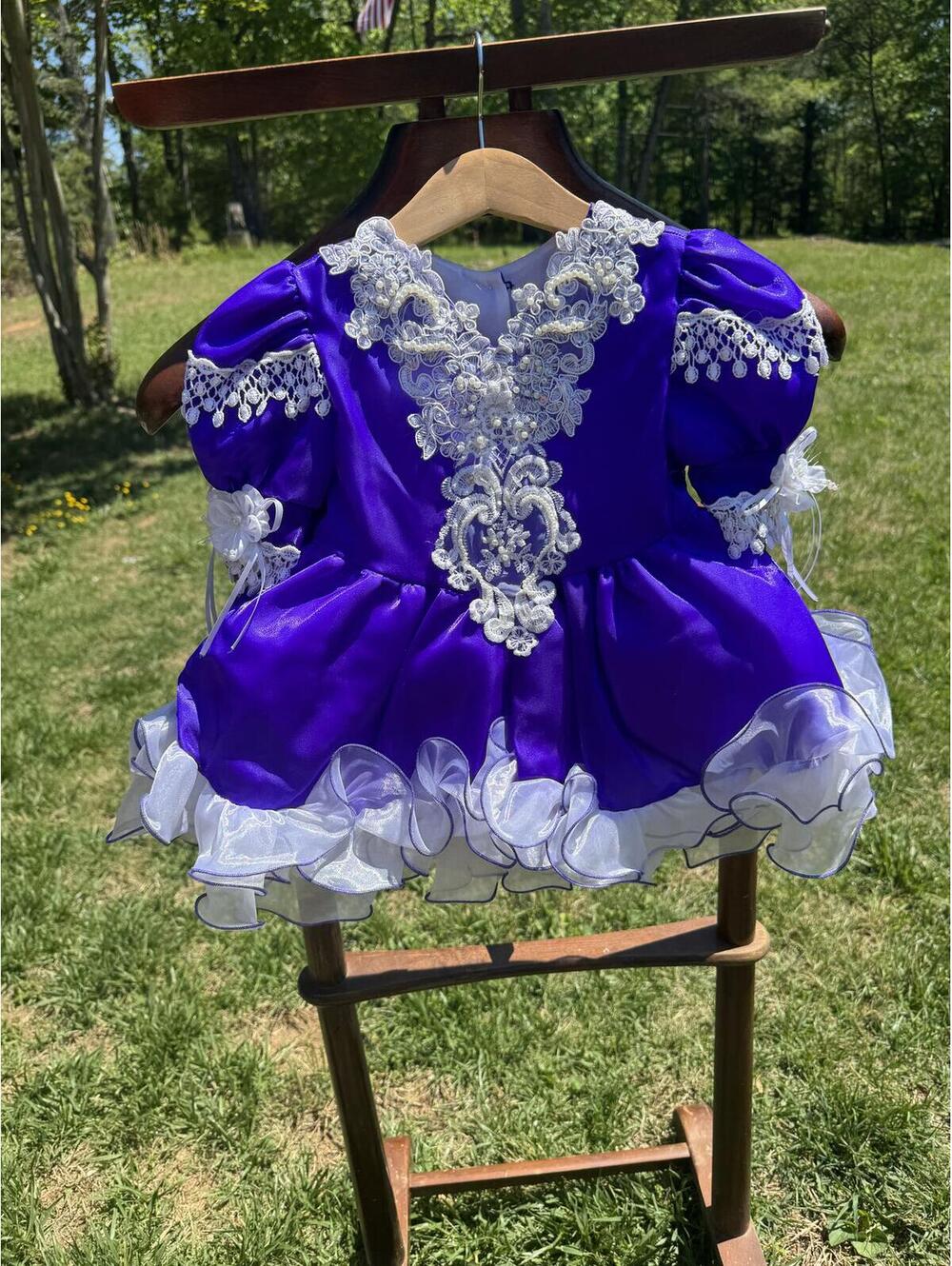 Vintage Tip Top Kids Royal Blue Ruffle Dress 18 Months